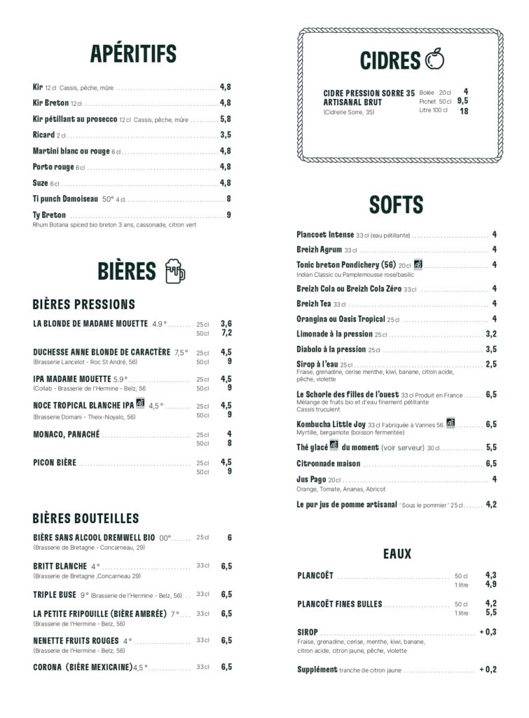 boissons madame mouette