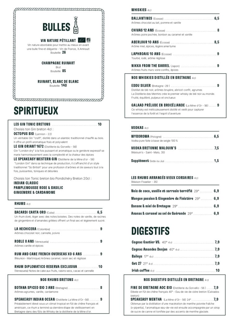 carte boissons madame mouette